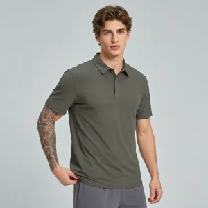 OEM Mens Polo Collar Golf Polo Shirt Recycled Nylon Cashmere Soft Skin Friendly 220g Short Sleeve Eco Friendly Sports Apparel