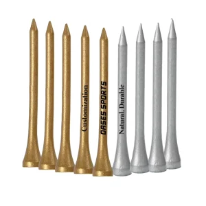 OEM Natural Durable Bamboo Wood Metallic Gold Silver Custom Logo Printed Golf Tees