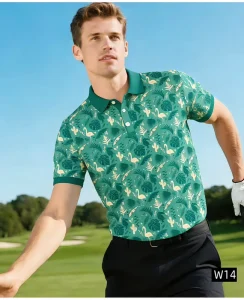 OEM/ODM 4-Way Stretch Fabric Golf Clothes High Quality Men’s Lapel Short Sleeves Golf Polo Shirts Manufacturer