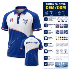 OEM ODM Button Placket Custom Sublimated Performance Golf Polo Golf Polo Sublimation for Sportswear Brands