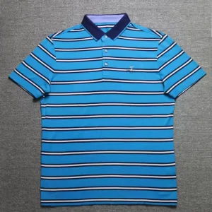 OEM ODM Custom Embroidery Polo Shirts Luxury Business Stripe Golf Polo Shirts Performance Quick Dry Sport Golf Apparel