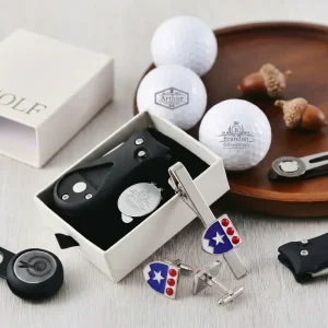 OEM ODM Custom Logo Golf Accessory Set Engraved Divot Tool Hat Clip Cufflinks Tie Clip Personalized Sports Gift
