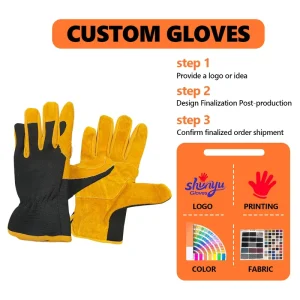 OEM ODM Durable Cowhide Leather Work Gloves With Breathable Mesh Back And Reinforced Padded Anti Slip Palm