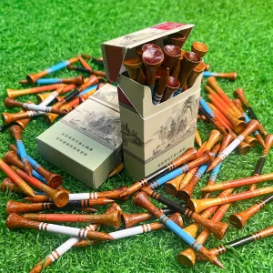OEM ODM Premium Cigarette Box Golf Tee 70mm Popular Size Custom Logo Printing Wood Golf Tees JQ TEE CB CN GUA