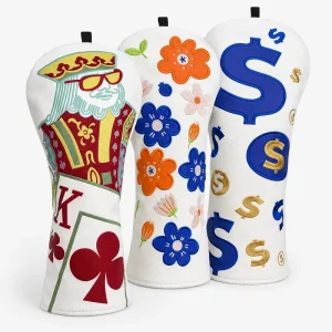 OEM PU Leather Golf Headcover Driver Wood Club Cover Custom Logo Embroidery Accessories Factory Supply