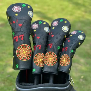 OEM PU Leather Golf Headcover Driver Wood Club Cover Golf Head Covers Custom Logo Golf Accessories