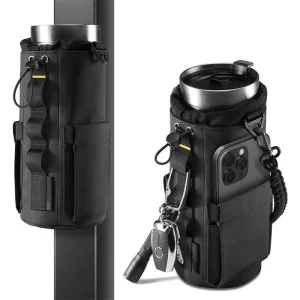 OEM Polyester Water Bottle Sleeve Bag with Zipper Hasp Closure Magnetic Large Pocket 20oz 40oz Gym Water Bottle Holder