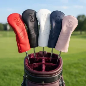 OEM Premium Leather Golf Club Head Covers for Driver Fairway Hybrid Golf Headcover Custom Design Golf Headcovers