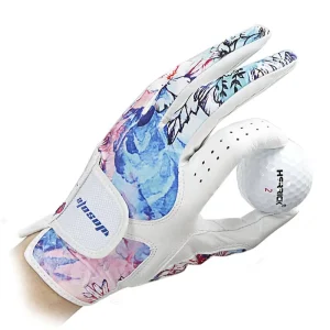 OEM Printed Colorful Women’s Golf Gloves Pair Style Made of Quality Cabretta Leather