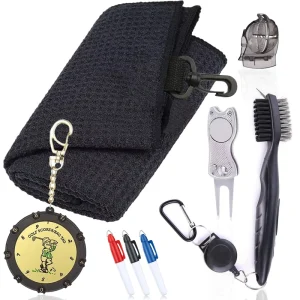 OEM Professional Custom Golf Accessory Kit Customized Logo Golf Towels Divot Tools Brushes Liner Markers Golf Ball Score Counter
