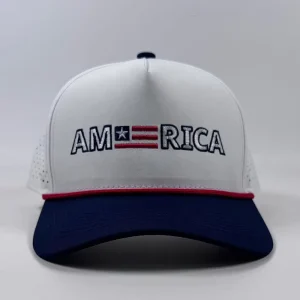 OEM Summer Sport Laser Cutting Performance Waterproof Trucker Cap Custom Embroidery Flag Design Funny Golf Rope Hat