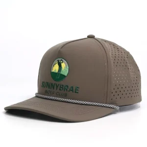 OEM Waterproof Nylon Laser Cut Sporty Embroidery Logo Snapback Running Baseball Caps 5 Panel Custom Rope Golf Hat
