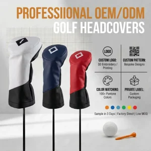 OEM&ODM Embroidery Logo Golf Club Covers Leather Golf Drivers Fairway Hybrid Headcovers Golf Head Covers Custom