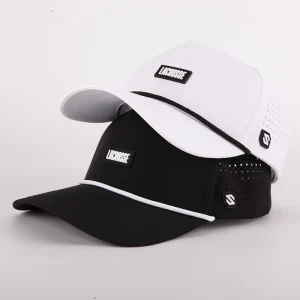 Oem Custom 5 Panel Laser Cut Hole Perforated Golf Hat Waterproof Sports Baseball Cap Rubber Logo Rope Dad Hat