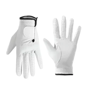 One piece Leather Golf Gloves Ultra Thin Wear Resistant White Gloves for 18 Hole Tournament Indoor Golf Custom Logo