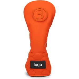 Orange PU Leather Golf Head Covers for Woods, Driver, Fairway Woods and Hybrids