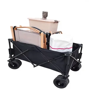 Outdoor Collapsible Camping Folding Portable Garden Wagon Golf Cart 4 Wheel Beach Trolley 100kg Load Capacity 150L