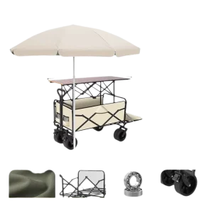 Outdoor Foldable Four Wheel Camping Cart Camper Trolley Portable Picnic Hand Pulled Storage Trailer
