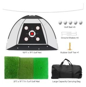 Outdoor Golf Practice Nets with Mat Balls All-in-One for Backyard Driving Chipping Training