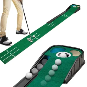 Outdoor Indoor Durable Mini Golf Trainer Grass Mat Plastic Base Practice Putting Green Training Mat Ball Return Carpet