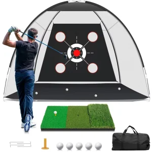 Outdoor Indoor Golf Net Practice Mat Aid Backyard Driving Chipping Training Swing Golfer Nets