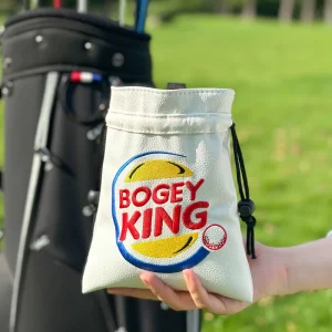 Outdoor Portable Golf Ball Storage Bag Waterproof Leather Drawstring Waist Pouch Custom Embroidery Logo Golf Accessories