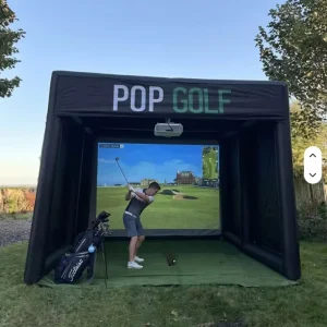 Outdoor Sport Club Golf Goal Airtight Shooting Cage Enclosure Inflatable Golf Simulator Tent Waterproof LED Light Durable