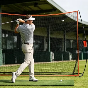 Outdoor Swing and Cutting Golf Practice Net with Indoor Strike Cage and Strike Mat Set for Hitting Training