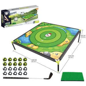 Oversized Golf Chipping Game Set Large Size Indoor Outdoor Backyard Golf Practice Mat with Stand Golf Balls & Club