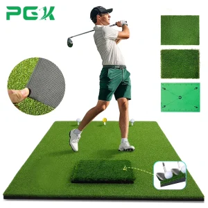 PGK Pro 4 in 1 Premium Golf Hitting Mat 5x4ft Thickened 4 Interchangeable Inserts Practice Driving Chipping Training Aid
