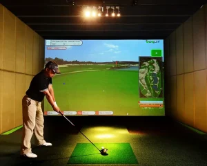PGM Golf Simulator for Home 3D Screen with Launch Monitor Swing Analyzer Winter Indoor Training System Virtual Courses