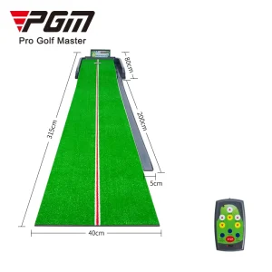 PGM TL038 Electric Remote Control Mini Golf Putting Mat Trainer with Custom Logo Automatic Ball Return 315x40cm 6.82kg