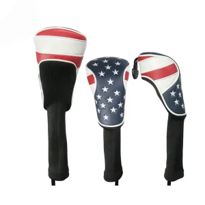 PM Knit Pu Leather Waterproof Custom Color Golf Driver Club Head Covers OEM ODM Embroidery Normal Standard Size for Golf Sports