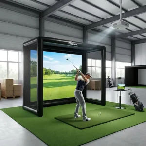 PODIYEEN Inflatable Golf Simulator Enclosure Projection Screen 1280×720 Resolution Portable Golf Practice Net Tent