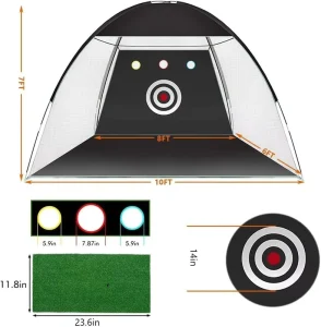 POP All-in-One 10×7.5FT Golf Practice Nets Easy Install Turf Mat Plastic Hitting Aid for Men’s Swing Training Swing Driving Aids