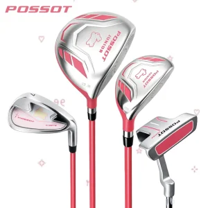 POSSOT Aluminum Alloy Junior Golf Set (4-Piece) Pink Right-Handed Rubber Grip
