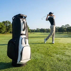 PRIMUS Custom Synthetic Golf Bag Magnetic Black white Golf Leather Stand Bag 7/14 Way Vessel Bag