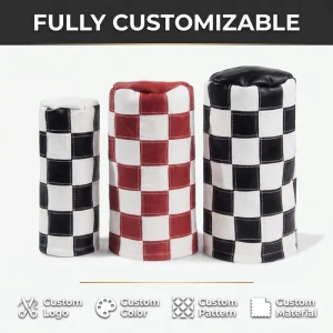 PRIMUS GOLF Black White Checkerboard PU Leather Driver Fairway Wood Headcover Custom Logo Golf Club Protective Headcovers