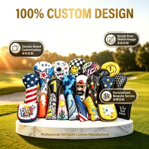 PRIMUS GOLF High Quality Custom PU Leather Golf Driver Head Cover Waterproof Embroidery Golf Club Covers