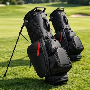 PRIMUS GOLF High Quality Premium Leather Waterproof Black Golf Stand Club Bag Custom Luxury Golf Bag for Men