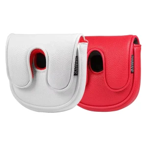 PU Faux Leather REMOVE BEFORE FLIGHT Embroidered Mid-Mallet Center-Shaft Putter Headcover with Magnetic Closure DF3