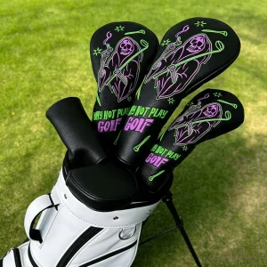 PU Ghost Reaper Water Resistant Golf Head Covers Screen Printed Embroidered Driver Wood Putter Protectors Golf Headcover