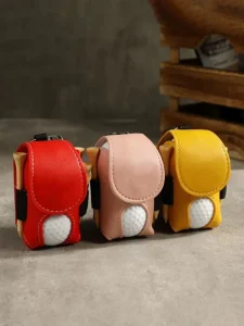 PU Golf Accessory Holder with Belt Clip Easy Carry Golf Ball Storage Organizer Case for Sports