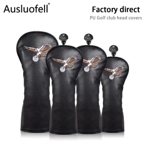 PU Golf Club Head Cover Set Waterproof Black Color Customizable Golf Head Cover for Golf Club Driver Iron