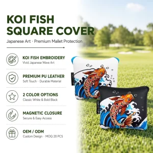PU Golf Putter Head Cover Square to Semicircle Magnetic Button Type Durable Stylish Golf Accessories