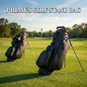 PU Leather Black Golf Stand Bag with Magnetic Closure and 14-Way Divider