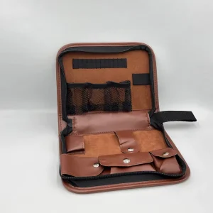 PU Leather Brown Golf Accessory Kit Large Capacity Easy Carry Portable Zipper Handbag Waterproof Golf Ball Storage Bag for