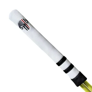 PU Leather Club Headcover Custom White Classic Stripes Stain Resistant Protection Holds 2 Golf Alignment Stick Covers