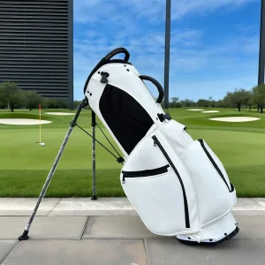 PU Leather Durable Golf Stand Bag OEM Portable Waterproof Custom Logo Classics Lightweight Premium Sunday Bag Solid Color Zipper