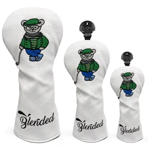 PU Leather Embroidered Golf Head Covers for Driver, 3 Wood, and Hybrid